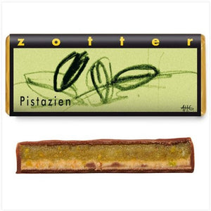 PISTACHIOS (Melksjokolade med marsipan og pistasjnøtter)